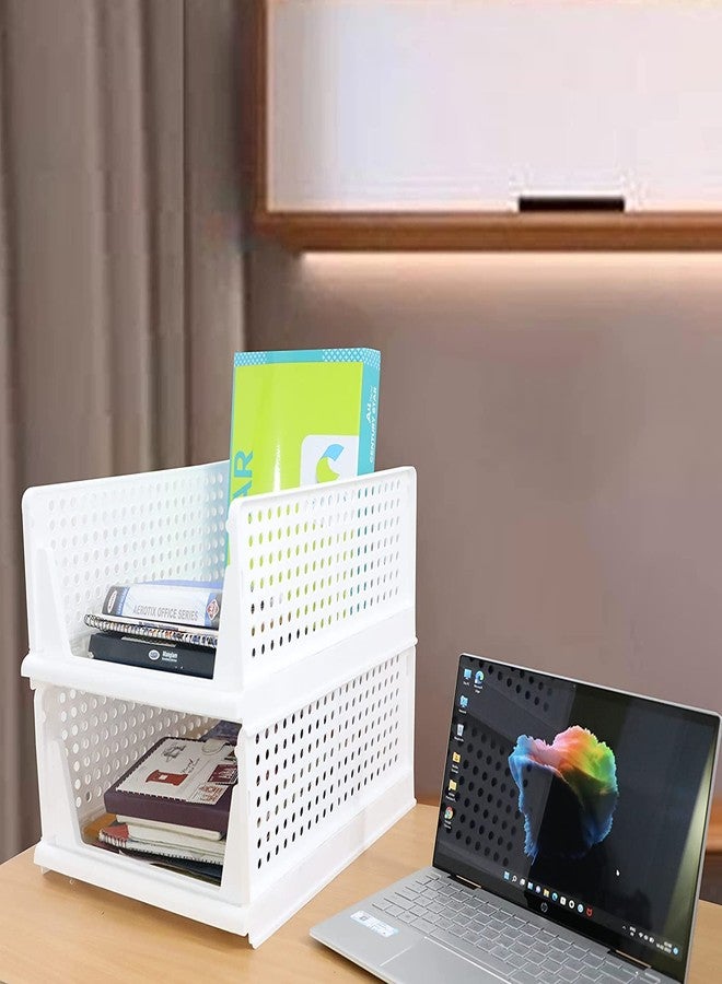 SpaceOrganizer منظم أدراج خزانة قابل للطي والتكديس من SpaceOrganizer (3 قطع - كبير، أبيض) - Image 4